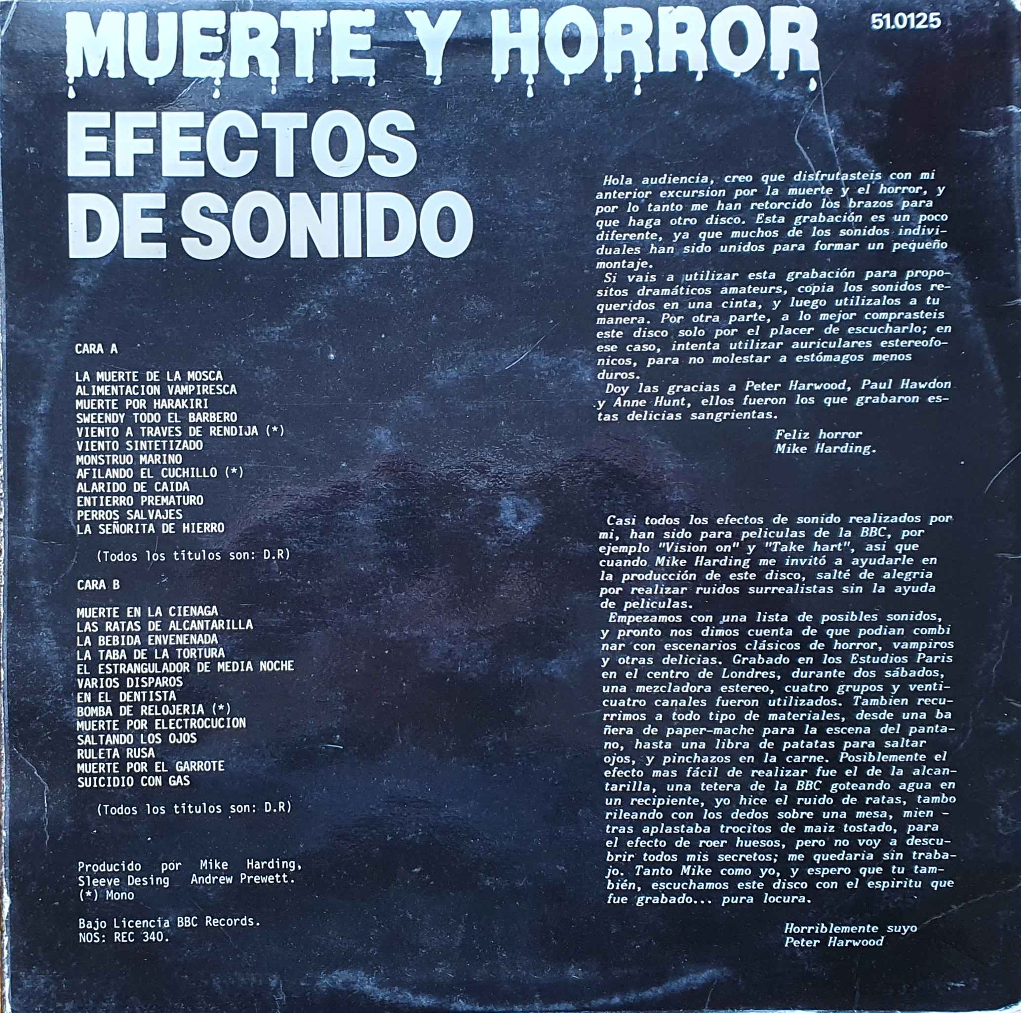 Picture of 51.0125 Efectos de sonido Vol. 21 - Muerte Y Horror by artist Various from the BBC records and Tapes library